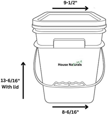 House Naturals 4 Gallon Square Food Grade Plastic Bucket with Lid, Made in USA (Pack of 2) (Dark Green)