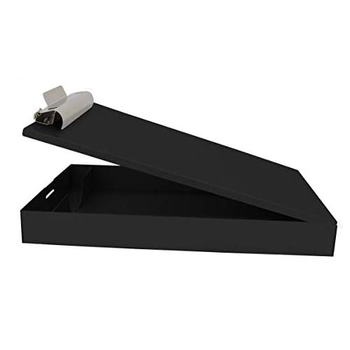 Saunders Metal Clipboard with Storage, Black Dual Layer Nursing Clipboard Folio, Letter Size Paper Organizer, Steel Clip with Self Locking Latch, Form Holder for Office, School & Work - Made in USA