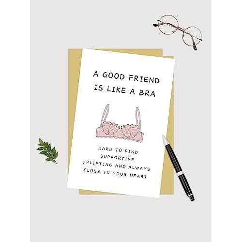 Funny Birthday Card for Women, BBF, Sister, 'A Good Friend Is Like A Bra' Friendship Card for Bridesmaid