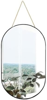 Oval Mirror, Oval Wall Mirror with Lanyard, High Definition Bathroom Mirror for Bathroom, Hallway, Living Room (Black, 11.61x18.9inch)