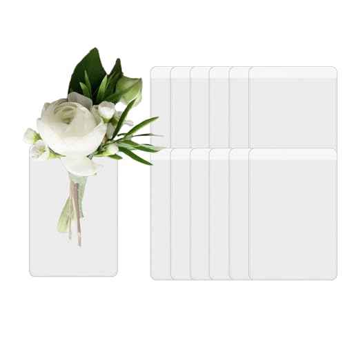 Pocket Boutonniere Plastic Sleeve for Suit Jacket Pocket - No Lapel Pin Required, Square Boutonniere Holder Insert for Wedding Groom & Groomsmen, Prom, Homecoming - Flowers NOT INCLUDED