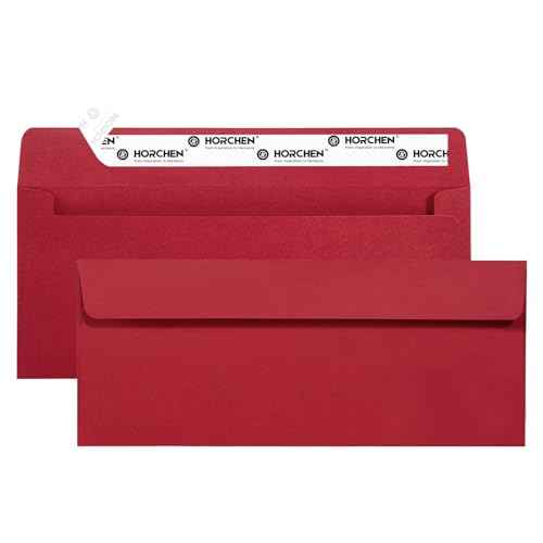Red #10 Envelopes 100 Count Self Seal Envelopes Red for Business,Invitations Windowless Business Envelopes,Horchen