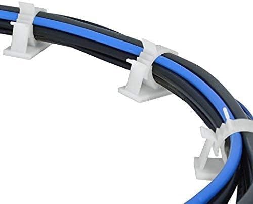 Viaky 30 Pieces White Adjustable Cable Clips Self-Adhesive Desk Organizer Nylon Wire Management Wire Holder
