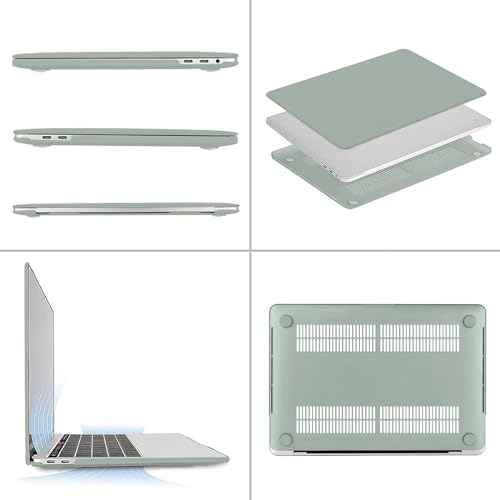 MOSISO Compatible with MacBook Pro 13 inch Case M2 2025, 2024, 2023, 2022-2016 A2338 M1 A2251 A2289 A2159 A1989 A1708 A1706, Plastic Hard Shell&Keyboard Cover&Screen Film&Storage Bag, Antique Green