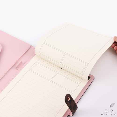 Daily Ritmo¢ç Padfolio A4 Checkered PU Leather | OFFICE RITM Business Legal Notepad Holder | Legal Size | Work Binder Folio Portfolio| Professional Document Resume Organizer Cover