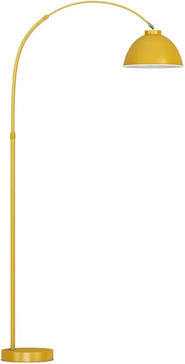 MIXL-Modern Arc Yellow Floor Lamp,Tall Reading Lamps Floor Standing,Adjustable Macaron Color Floor Lamps for Living Room Bedroom and Office