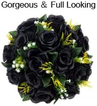 Flower Centerpieces for Wedding Tables: Halloween Table Decorations Black Flower Balls Centerpieces for Engagement Cerebration Party Gothic Center Pieces 2 Packs