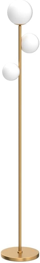 Fiqevs 3 Globe Floor Lamp Mid Century Modern, Gold Standing Lamp with Frosted Glass Shade & LED Bulbs, Tall Pole Light with Foot Switch for Living Room Bedroom Office - Antique Brass