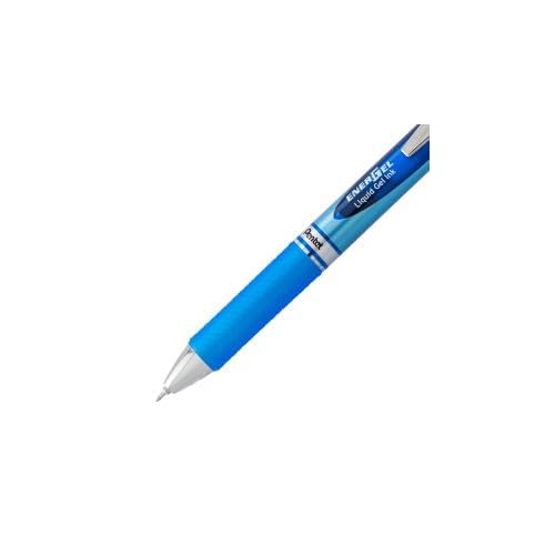 Pentel Energel 0.5 mm Blue Needle Tip, Fine Point Pens - Pack of 10 Retractable Liquid Gel Ink Pens