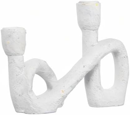 Modern Sculptural Double Taper Candle Holder, White