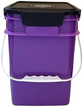 House Naturals 4 Gallon Square Food Grade Plastic Bucket with Lid, Made in USA (Pack of 2) (Purple)