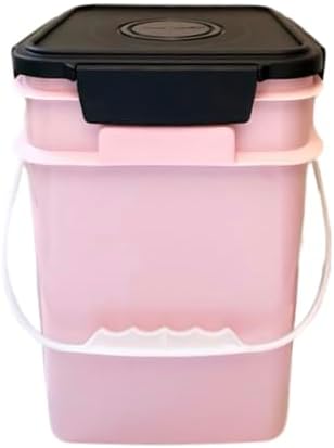 House Naturals 4 Gallon Square Food Grade Plastic Bucket with Lid, Made in USA (Pack of 2) (Pink)