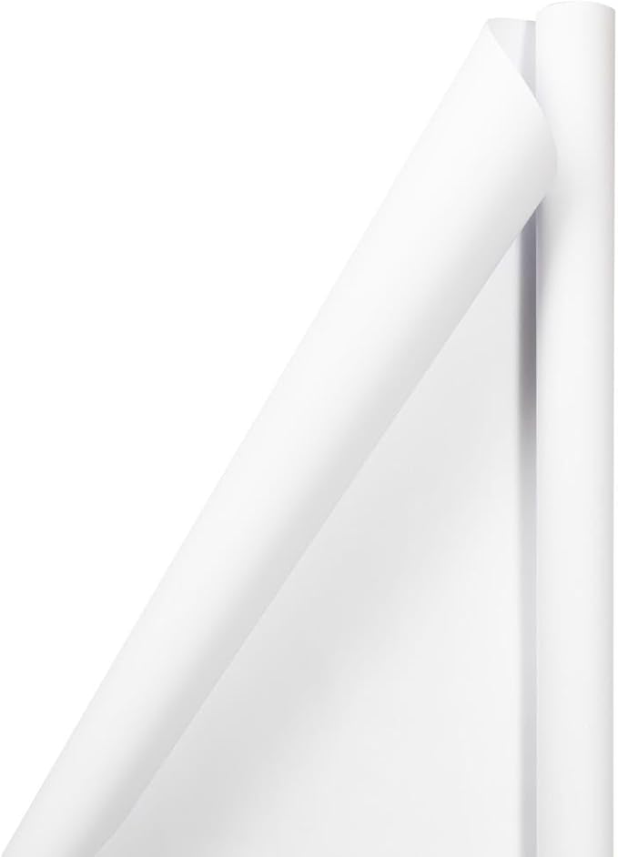 JAM Paper Gift Wrap - Matte Wrapping Paper - 100 Sq Ft Total - Matte White - 4 Rolls/Pack