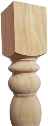 DESIGN 59 Chunky Hardwood Unfinished Farmhouse Dining Table Legs Set of 4 Turned Legs