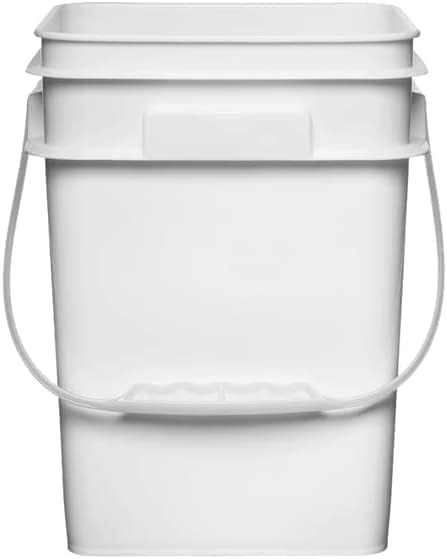 House Naturals 4 Gallon Square Food Grade Bucket Pail with Plastic Handles and Lid (Pack of 3) Made in USA containers (Blue/Red/White)