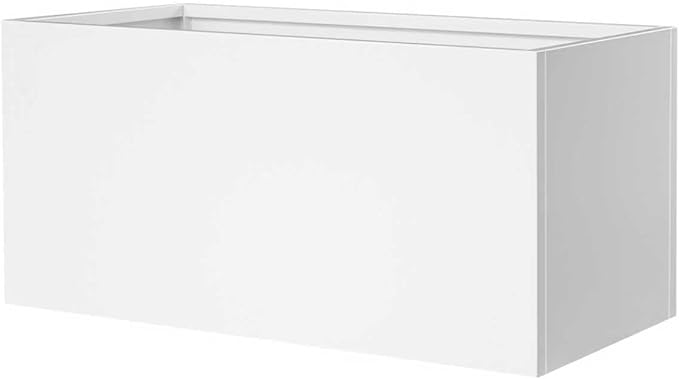 Metal Rectangular Planter White Steel Rectangle Planter Box 36" L x 12" W x 16" H Outdoor Indoor Galvanized Steel Large Planters Modern Commercial Residential for Plants Porch Patio