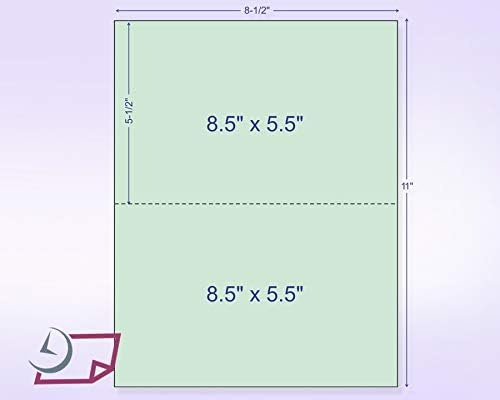 NextDayLabels Perforated Paper - 500 Sheets, 8.5" x 11" in Green with 5.5" Perforation