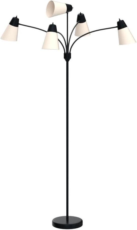 FOLKSMATE LED Floor Lamp, Medusa Multi Head Modern Tall, Rustic Adjustable Reading Standing Light for Living/Kids Room, Bedroom, Black