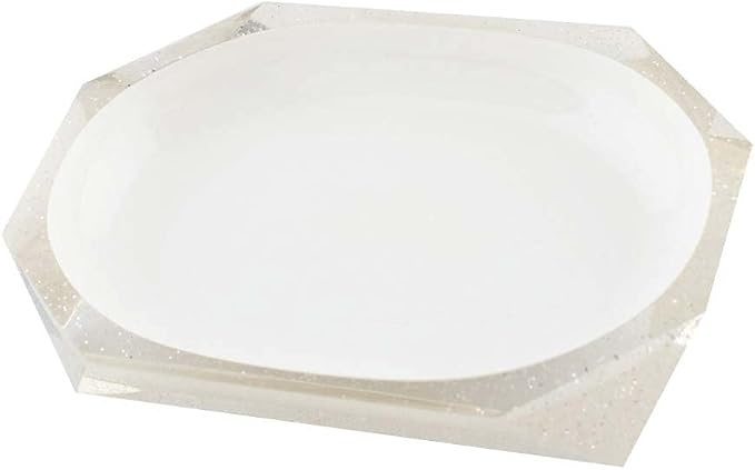 Faceted Soap Dish, Durable Resin, Smooth, Easy to Clean, for Stylish Bathroom Décor, Glitter, 4x5, Sold Individually