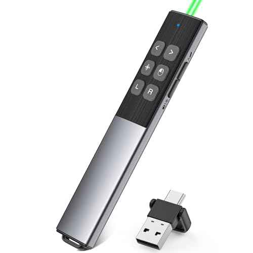 Wireless Rechargeable Presentation Clicker- Presentation Remote with Air Mouse Control, Gyro Volume Adjustment & Ink Annotation- Clicker for PowerPoint, Keynote on Mac, PC, Laptop