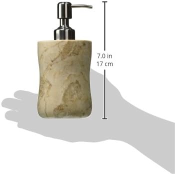 Creative Home Natural Marble Soap Dispenser with Stainless Steel Pump, Beige