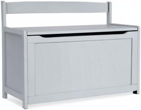Melissa & Doug Toy Chest, Wooden Toy Storage Box with Safety-Hinged Lid, Kids Toys Storage Organizer for Playroom, Bedroom, & Montessori Classroom Furniture for Boys & Girls Ages 3+, Gray