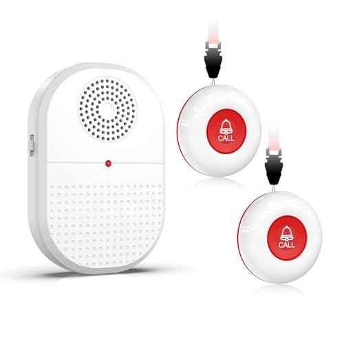 CallToU Caregiver Pager Call Button Elderly Wireless Call Button Vibration Pager Nurse Calling Alert System for Home Elderly Disabled Patient 2 Transmitters 1 Receiver