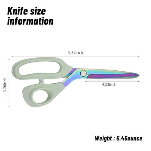 Premium Fabric Scissors Heavy Duty Multi-Purpose Titanium Coated Stainless Steel Leather Sewing Tailor's Scissors with Comfortable Handles, Craft Clothing shears (9.8 in.)