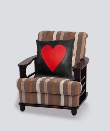 D DOLLY LAMB Lambskin Leather Pillow Cover - Sofa Cushion Case - Decorative Throw Covers for Living Room & Bedroom, 16x16 Inches - 02 Red Black Pack of 1