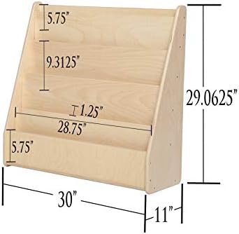 Contender Book Display for Daycare, Classroom, Preschool, Kids Single-Side Bookcase Stand, 5 Shelf Book Display with Rear Storage, 30-inch Width, Fully Assembled, Made in USA