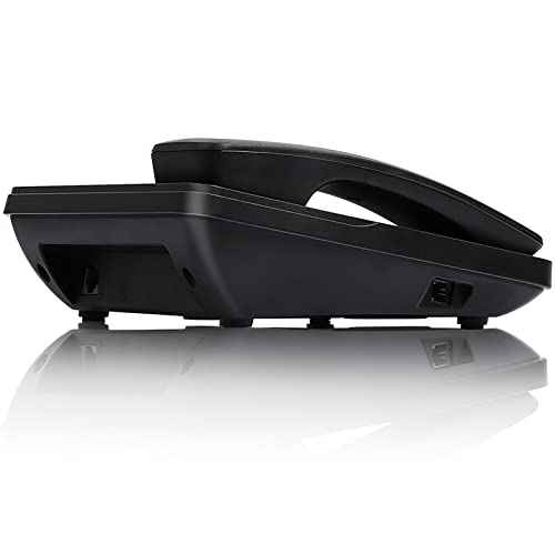 Corded Desktop Telephone?Wired Landline Phone for Home, Office, or Hotel with Adjustable Volume, 3-Level Screen Contrast, Caller ID, and Built-in Calculator-Black