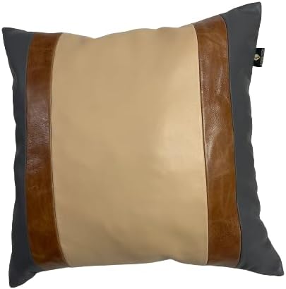 D DOLLY LAMB Lambskin Leather Pillow Cover - Sofa Cushion Case - Decorative Throw Covers for Living Room & Bedroom, 18x18 Inches - Multi Color 02 Pack of 2