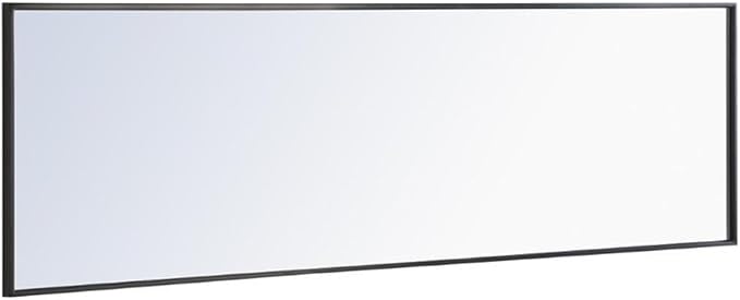 Elegant Decor Monet 60" x 18" Rectangle Metal Frame Mirror in Black