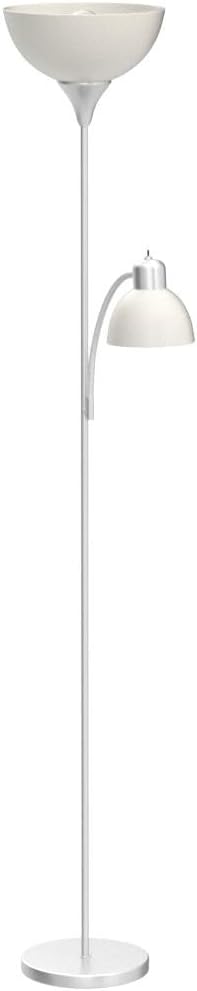 LIGHTACCENTS Floor Lamp with White Plastic Shades, Adjustable Standing Lamp, Reading Light, Head Lamp, Ideal Floor Lamps for Living Room, Measures 12x12x72 inches
