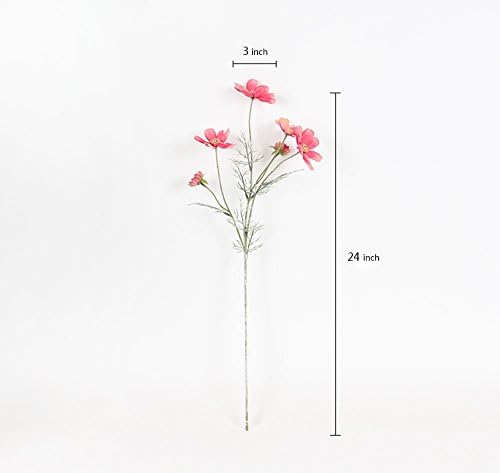 6 Pcs Artificial Calliopsis Flowers Fake Silk Flower Table Kitchen Home Garden Party Wedding Decoration Approx 24'' High Classic Pink No Vase