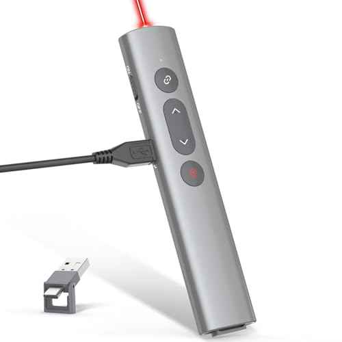 Presentation Clickers for PowerPoint Presentations, [Aluminum Alloy] + [2 in 1 USB C/A] PowerPoint Clicker with Laser Pointer Wireless Presenter PPT Slide Remote Control Computer Clicker for Mac