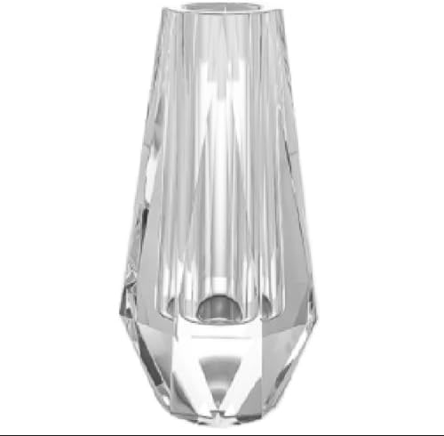 kitCom Modern Crystal Vase, 7 x 4 Inches, Transparent, Oval, Love, Glossy Finish, Arranges Flowers, Handmade, Multi-faceted, Secure Packaging, Half-Year Warranty, Luxury Gift