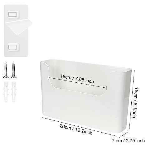 Wall File Holder - White Plastic Wall Mount File Organizer for Office, Home, Classroom