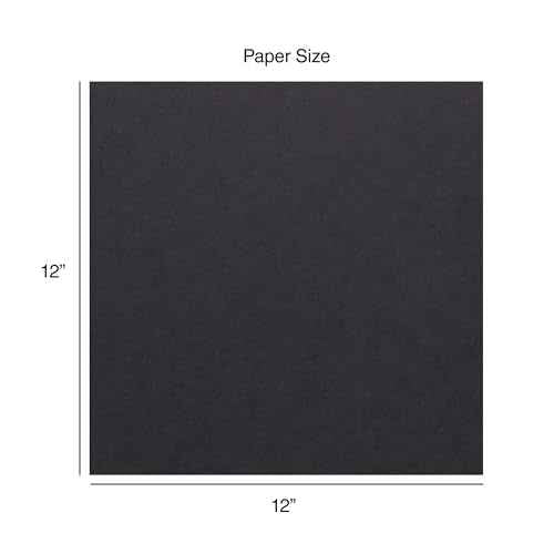 Cardstock 12 x 12 Paper Pack - 110 lb Card Stock for Crafts, Cardmaking, Scrapbooks - 50 Heavyweight Double Sided Sheets - Solid Core, 300 GSM, Midnight Black