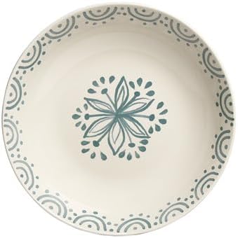 Sango 4-Piece Speckled Stoneware Pasta Bowl Set- Wide Shallow Dinner Bowls with Hand-Painted Rustic Design, Farmhouse Glossy Large Ceramic Bowls for Pasta, Salad & Everyday Meal, Siterra Glazed Garden