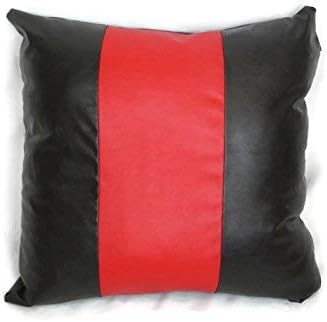 D DOLLY LAMB Lambskin Leather Pillow Cover - Sofa Cushion Case - Decorative Throw Covers for Living Room & Bedroom, 22x22 Inches - Red Black 01 Pack of 1