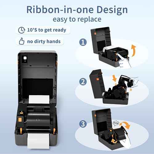 T310-BT Premium Resin Enhanced Wax Ribbon, 1Roll (4.33" x 984') 110mm x 300m Black, Only Compatible with Models T310-BT Desktop Thermal Transfer Printer
