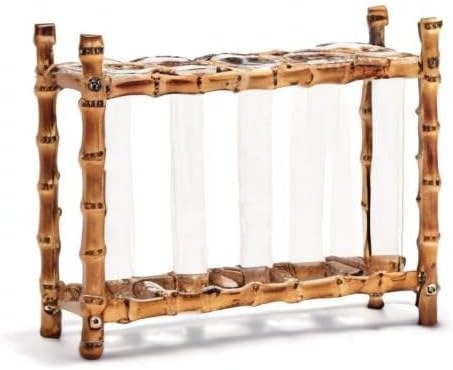 Tozai Home WTR006 Natural Bamboo Vase Includes 5 Glass Tubes