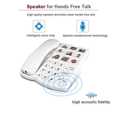 TelPal Big Button Phone with Speaker for Seniors, Corded Amplified Phone, Landline Phones with One Touch Memory for Old People, Easy to Read SOS Telephones