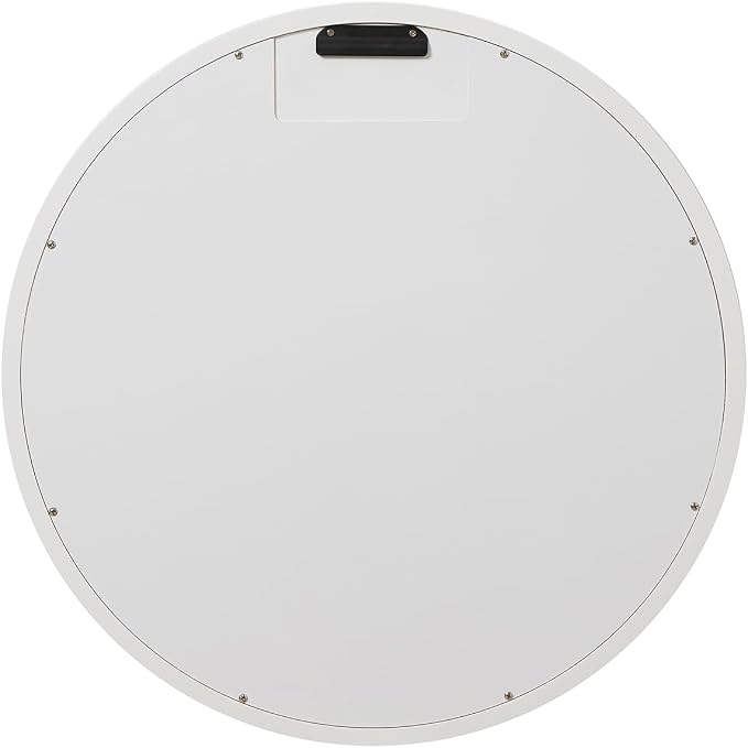ARIEL Round Wooden Mirror 36" in White, Wood Circle Wall Mirror for Bathroom, Vanity, Entryway & Living Room Decor, Farmhouse Style