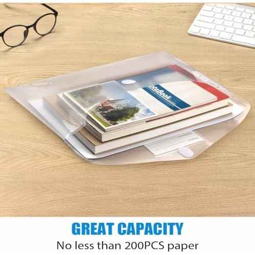 Sooez 50 Pack Plastic Envelopes File Folders, Clear
