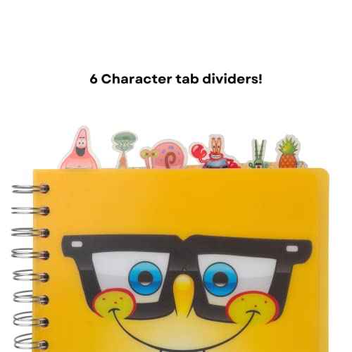 Nickelodeon Spongebob Squarepants Tab Journal Notebook, Spiral Bound, 144 Lined Pages, 8 x 7 inches