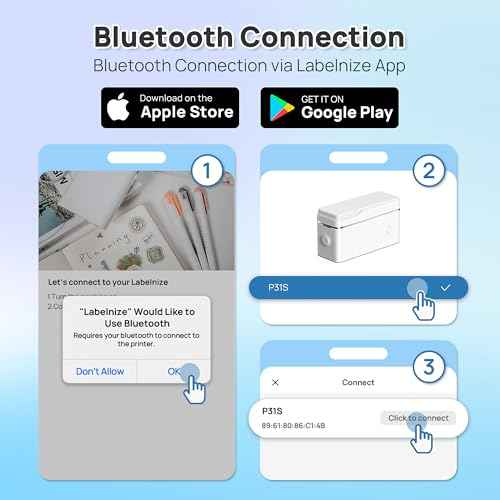 POLONO P31S Label Maker Machine with Tape, Portable Thermal Printer, Portable Bluetooth Label Printer for Organizing Storage Office Home, Sticker Maker Mini Label Maker with Multiple Templates, Blue