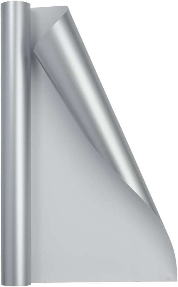 JAM Paper Gift Wrap - Matte Wrapping Paper - 26.3 Sq Ft (17 in x 18 Ft) - Matte Silver Foil - Roll Sold Individually