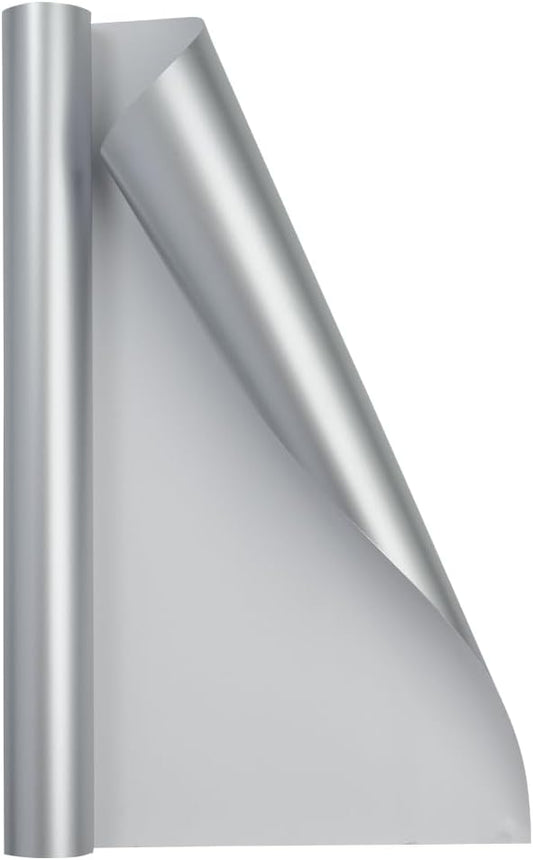 JAM Paper Gift Wrap - Matte Wrapping Paper - 26.3 Sq Ft (17 in x 18 Ft) - Matte Silver Foil - Roll Sold Individually